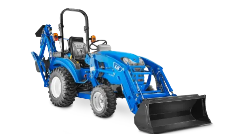 LS XJ2025H sub-compact tractor with loader and backhoe, ROPS configuration