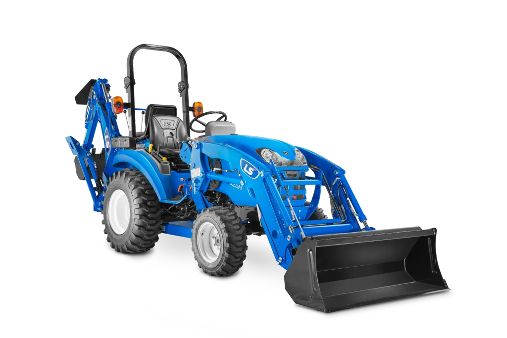 LS XJ2025H sub-compact tractor with loader and backhoe, ROPS configuration